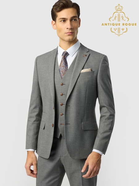 Grey - Regular Antique Rogue Slim Fit Blake Grey Texture Jacket
