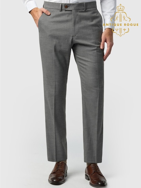 Grey - Regular Antique Rogue Slim Fit Blake Grey Texture Trousers