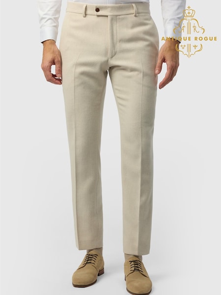 Krem boja - Regular Antique Rogue Slim Fit Ecru Herringbone Tweed Trousers