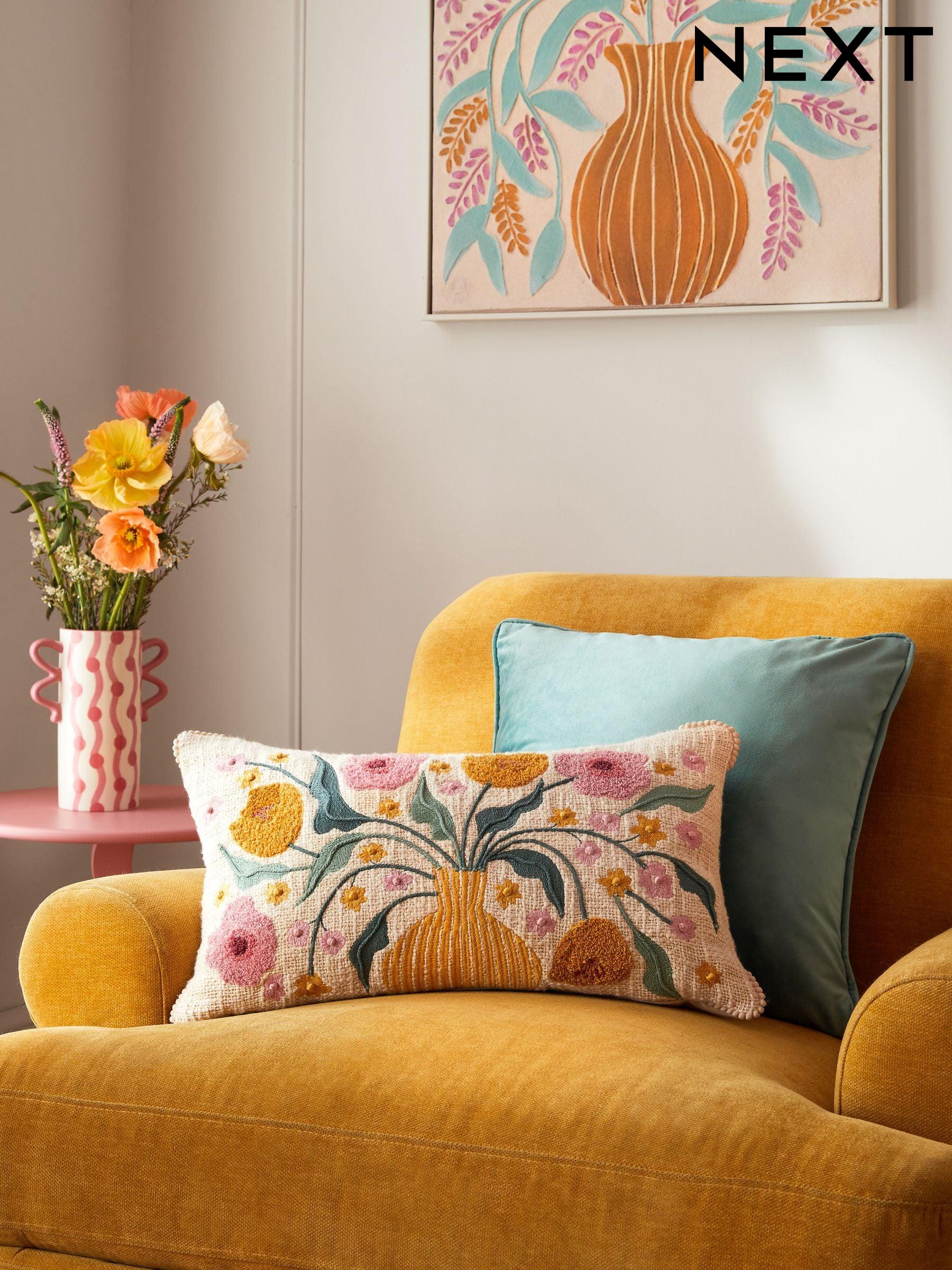 Pink and yellow cushions sale