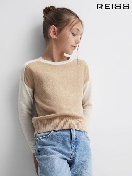 Reiss Camel Audrey 4-9 yrs Colourblock Crew Neck Jumper (947752) | €14