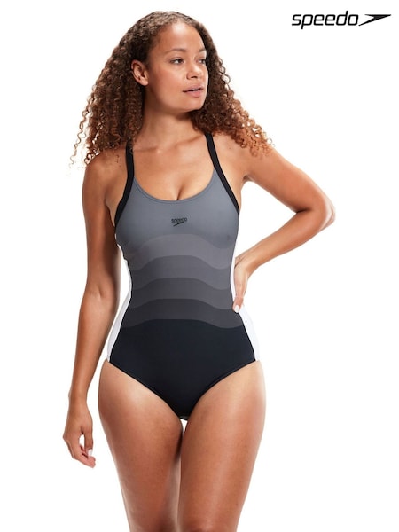 Speedo Black Womens Printed Shaping Entwine 1 Piece Swimsuit (947910) | €77