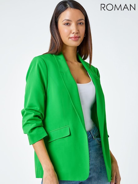 Roman Green Ruched 3/4 Sleeve Jacket (948006) | €60