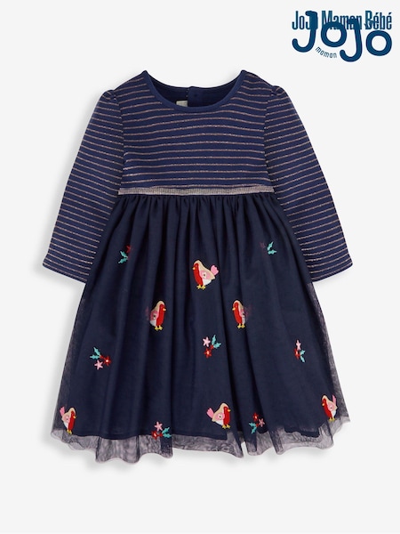 JoJo Maman Bébé Navy Girls' Robin Party Dress (948429) | CA$103