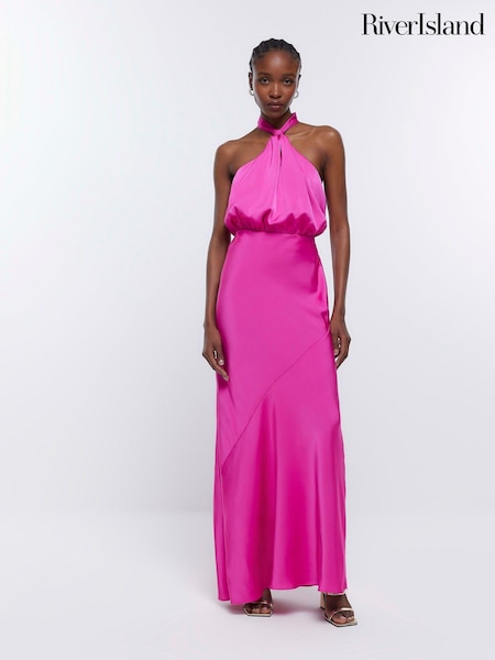 River Island Pink Halter Bridesmaid Dress (948570) | €25