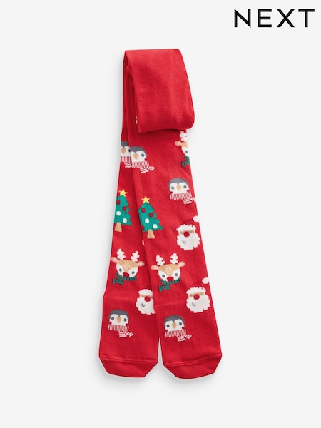Красный с рождественским рисунком - Cotton Rich Christmas Tights (948621) | €5 - €6