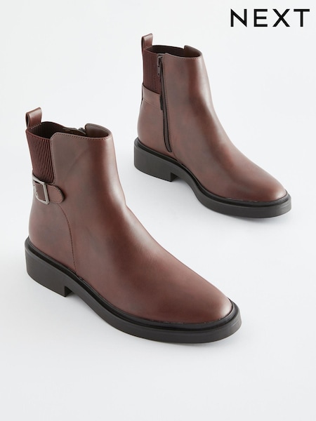 Brown Extra Wide Fit Forever Comfort® Buckle Detail Ankle Boots (948749) | €21.50
