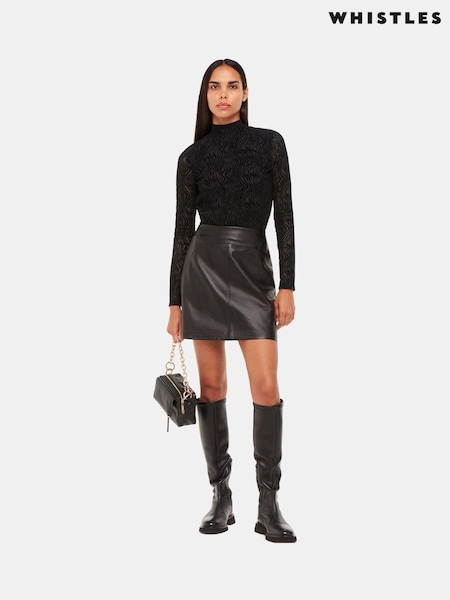 Whistles Squiggle Mesh Black Top (949026) | €47.50