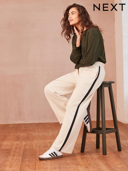 Ecru Creme/Marineblau - Side Stripe Wide Leg Trousers (949092) | 11 €