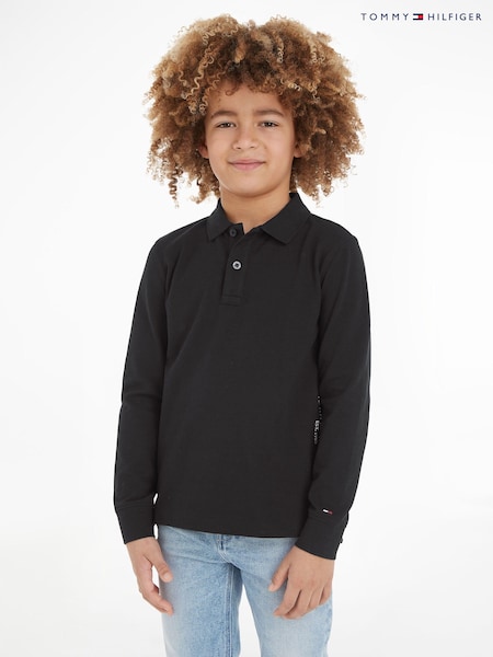 Tommy Hilfiger Black Essential Kids Long Sleeve Polo Shirt (949326) | AED116 - AED145