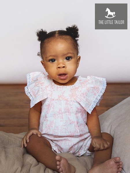 Roz/alb - The Little Tailor Bebeluș Muslin 100% Cotton Combinezon (949361) | 186 LEI
