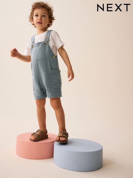 Blue Soft Textured 100% Cotton Dungarees (3mths-7yrs) (949527) | €4 - €5.50