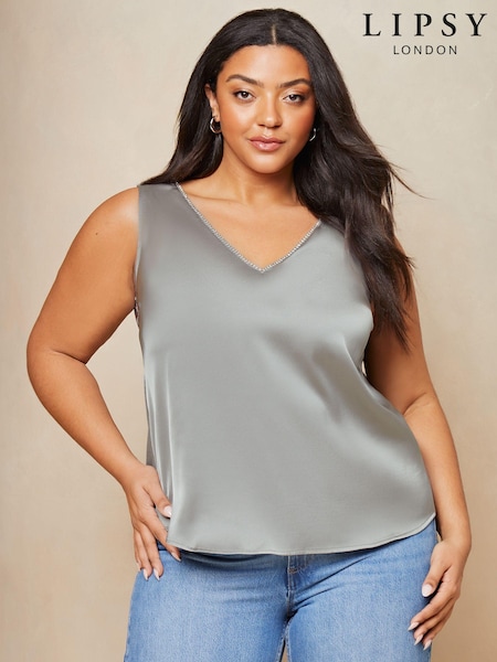 Gri - Lipsy Decolteu în V Satin Trim Vest (949749) | 109 LEI