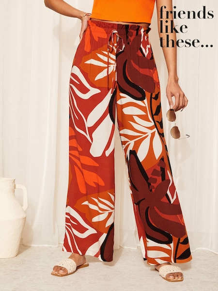 Orange - Friends Like These Paperbag Woven Wide Leg Trousers (949884) | 114 LEI