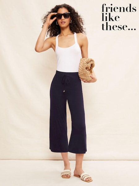 Friends Like These Belted Jersey Wide Leg Culotte Trousers (950168) | 89 LEI