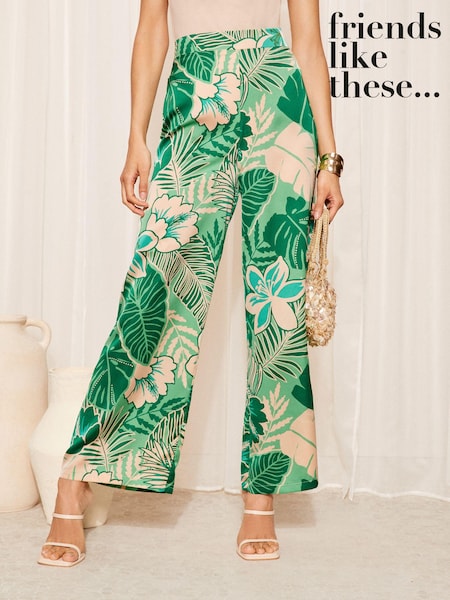 Friends Like These Satin Wide Leg Printed Trousers (950349) | 133 LEI