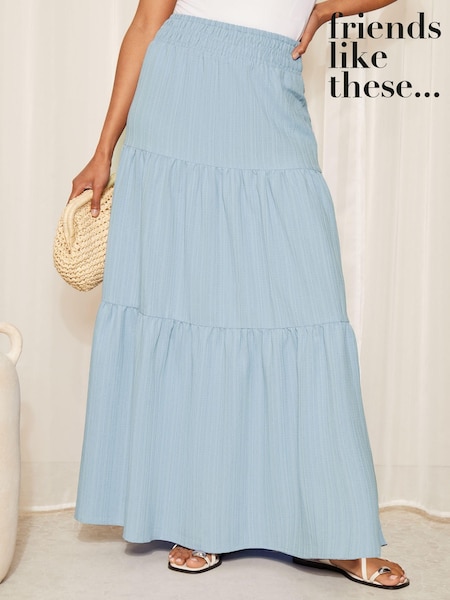 Marineblau/blau - Friends Like These Textured Jersey Boho Style Midi Skirt (950513) | 25 €
