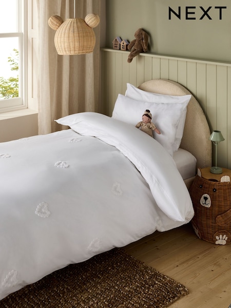 White Tufted Hearts 100% Cotton Duvet Cover and Pillowcase Set (950691) | 157 QAR - 270 QAR
