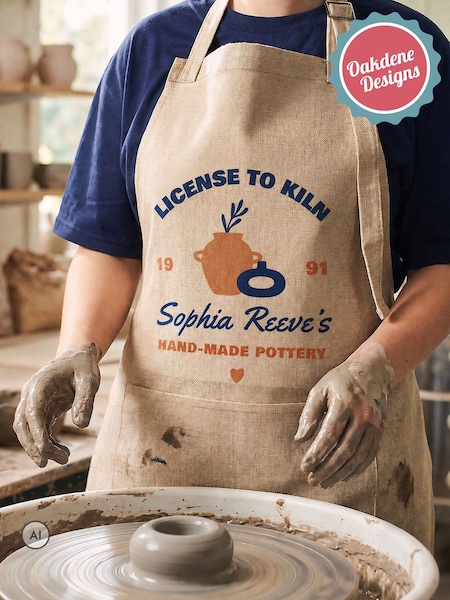 Personalised Personalised Burlap Pottery Apron By Oakdene