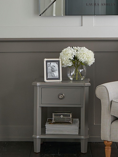 Laura Ashley Pale Charcoal Henshaw 1 Drawer Side Table (951510) | €467