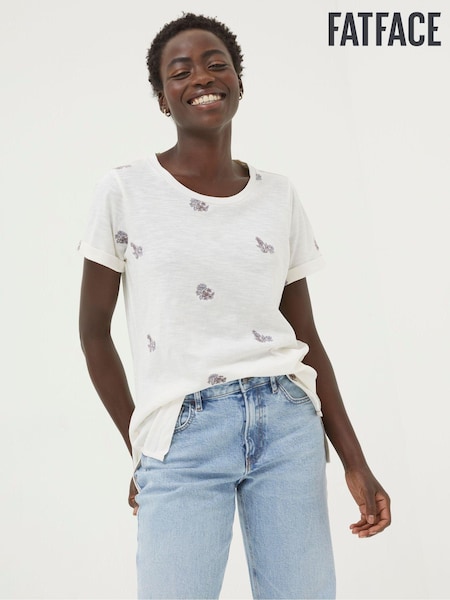 FatFace Natalie Floral Embroidered T-Shirt (952053) | 133 LEI
