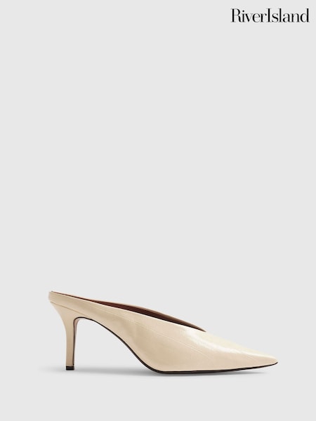 Крем - River Island High Throat Mule Court Heels