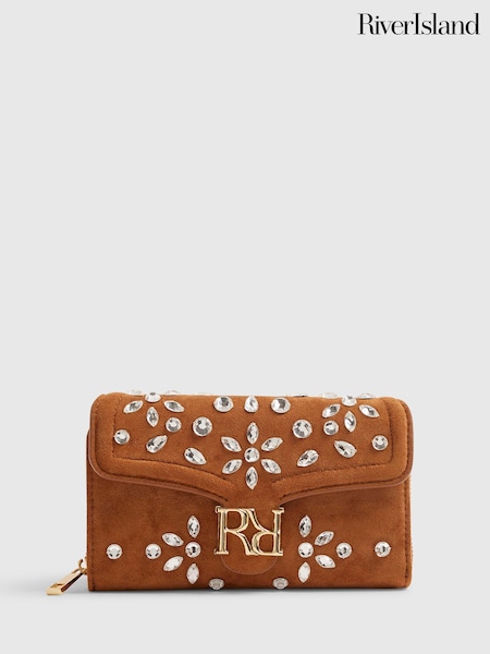 Brown - River Island Diamante Tab Front Bag