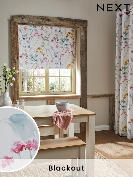Pastel Multi Pink Ready Made Blackout Roller Blind Isla Floral (952884) | €23.50 - €61