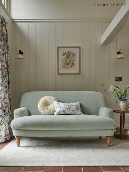 Laura Ashley Baron Chenille Pale Grey Green Clipsham Small 2 Seater Sofa (952886) | €1,007