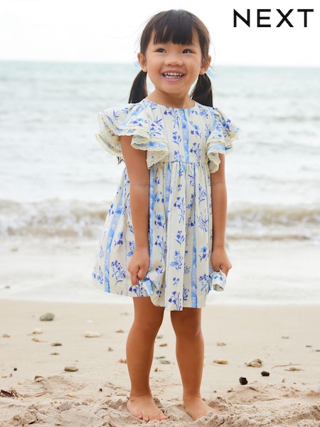 Blue Floral Angel Sleeve Dress (3mths-8yrs) (952962) | €9 - €11