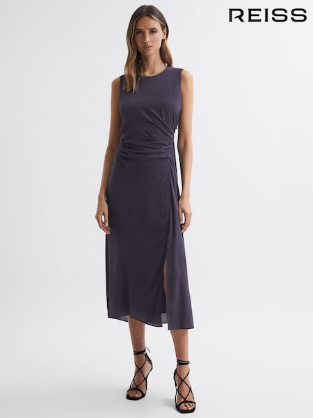 Reiss Grape Lexi Bodycon Ruched Midi Dress (952992) | €84