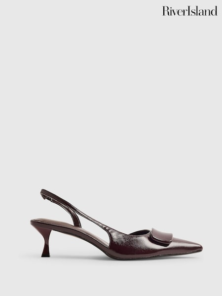 Roșu - River Island Point Sling Back Court Heels