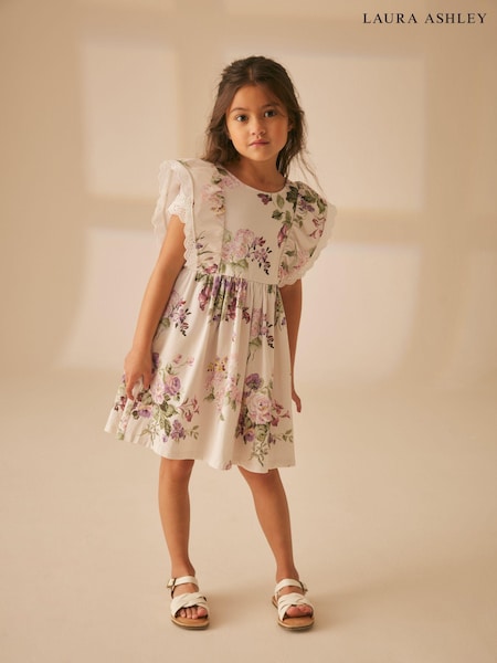 Laura Ashley Cream Rosemore Jersey Frill Dress (953507) | 83 LEI - 108 LEI