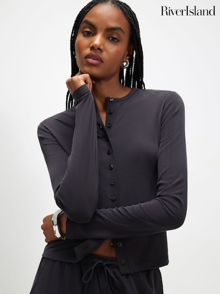 Grey - River Island Long Sleeve Soft Touch Top
