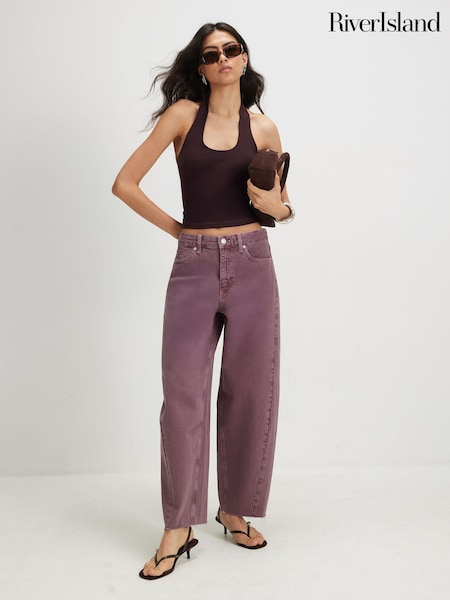 Roze - River Island Twist Seam Barrel Jeans