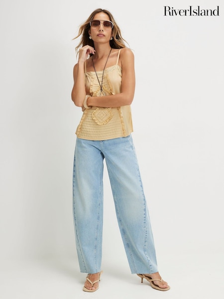 Blue - River Island Twist Seam Barrel Jeans
