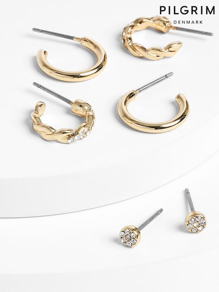 PILGRIM Gold Winny Recycled Stud Hoop Eqarrings Set (953913) | €10