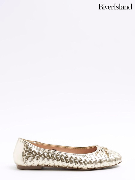 River Island Gold Bow Ballerinas (953950) | €12