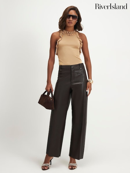 Braun - River Island Seam Detail Crop Trousers