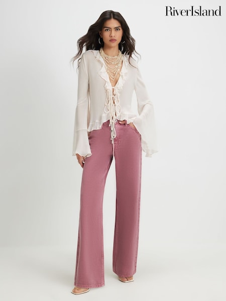 Pink - River Island Relaxed Straight Jeans