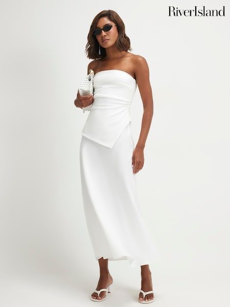 乳白色 - River Island Bandeau Hybrid Maxi Dress