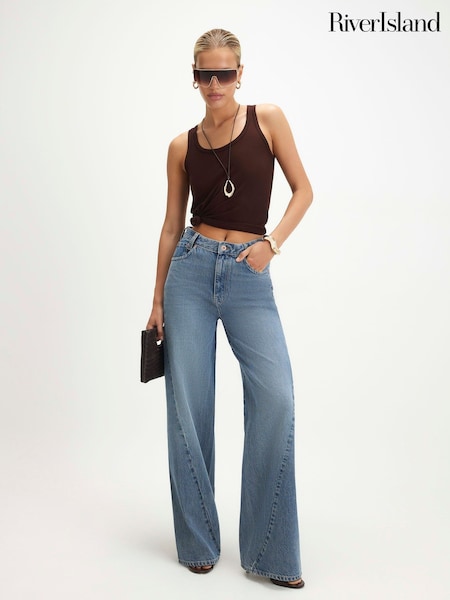 Blue - River Island Seamed Baggy Straight Jeans