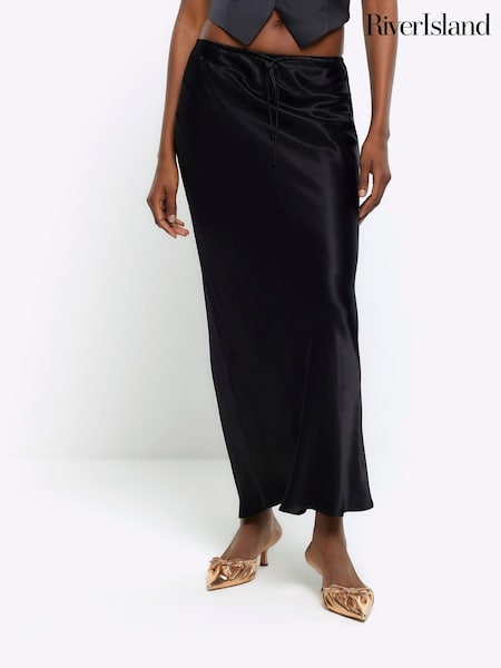River Island Black Tie Waist Bias Skirt (954233) | €9