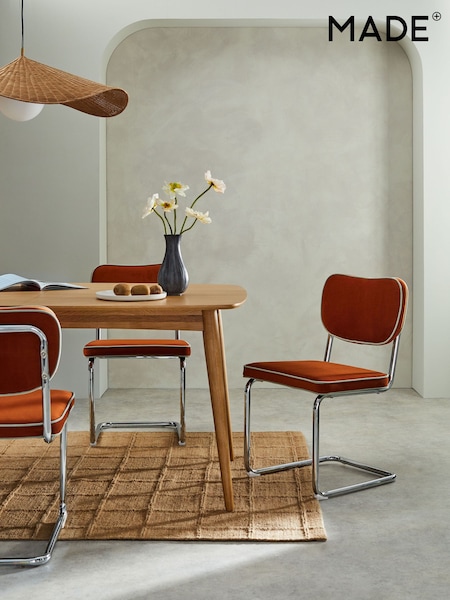 MADE.COM Set of 2 Cinnamon with Jade Green Piping Parker Dining Chairs in Velvet (954398) | €567