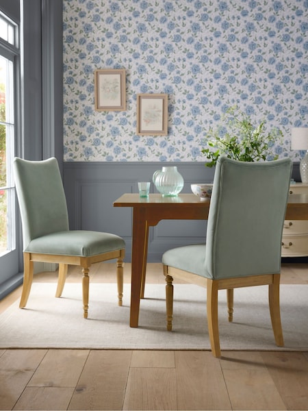 Laura Ashley Set of 2 Annaly Velvet Fern Green Sarsden Dining Chairs (954433) | €441