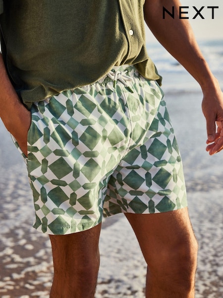 Green/Ecru Tile Printed Swim Shorts (954615) | €4