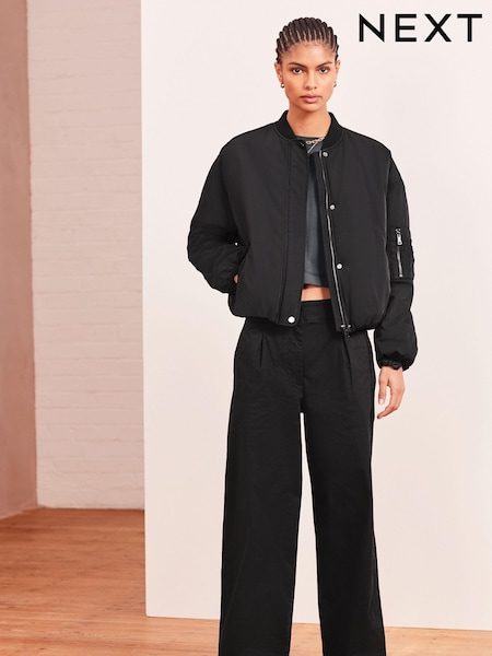 Black Pleat Front Wide Leg Chino Trousers (955197) | €12