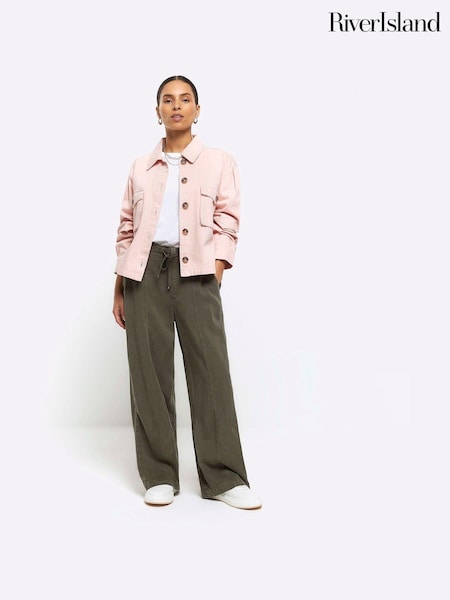 River Island Green Petite Wide Leg Relaxed Trousers (955250) | €25