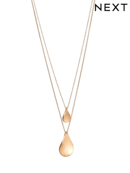 Guld ton - Petal Two Layer Necklace (955933) | kr160