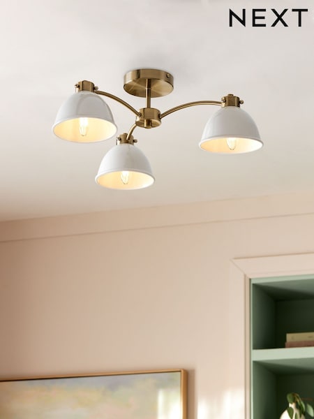 Brass Beckley 3 Light Flush Ceiling Light Fitting (955982) | €42
